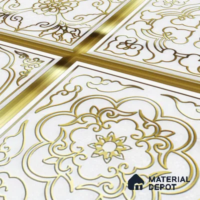 Metallic Wall Tile TL 07235 C Golden Ivory 1 ft x 1 ft Ceramic Matte Finish - 9 mm  | 2 mm Spacer is Mandatory | Suitable For Bathroom, Kitchen, Dining Area | Please Expect a Slight Variation of Pattern (Sample)